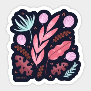 Tropical flower and leaves Sticker